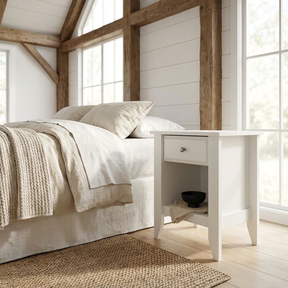 Soft White Night Stand with Coastal Cottage and Transitional Style. Picture 2