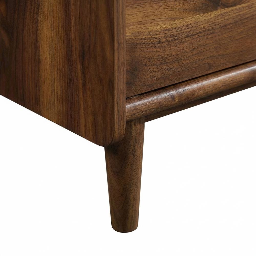 Elegant Walnut Finish Office Desk, Mid-Century Modern Style, Rectangular Design. Picture 6