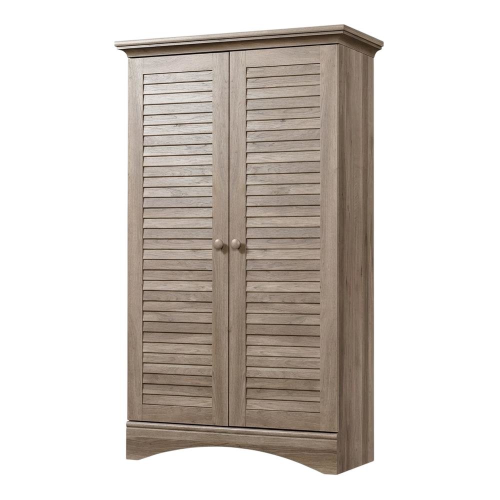 Rustic Salt Oak Finish Storage Cabinet With Coastal Cottage Style. Picture 1