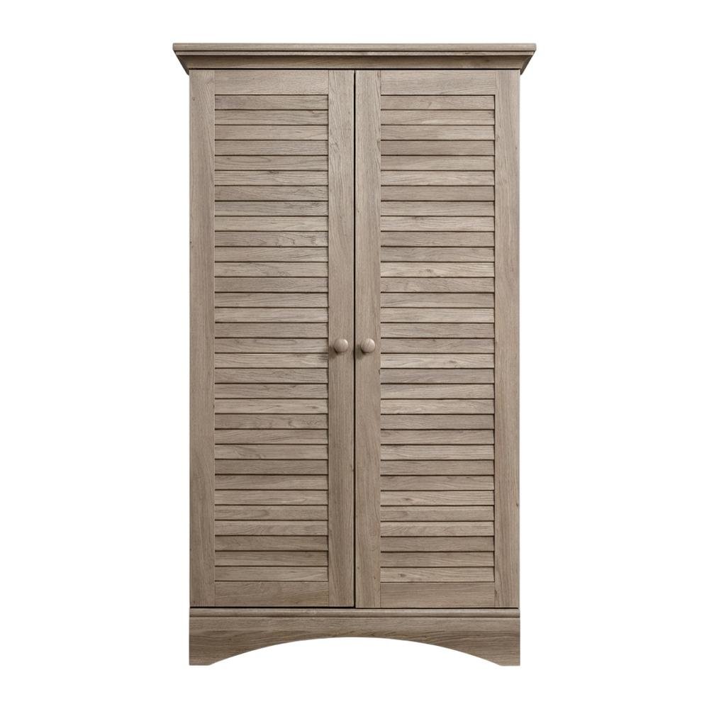 Rustic Salt Oak Finish Storage Cabinet With Coastal Cottage Style. Picture 4