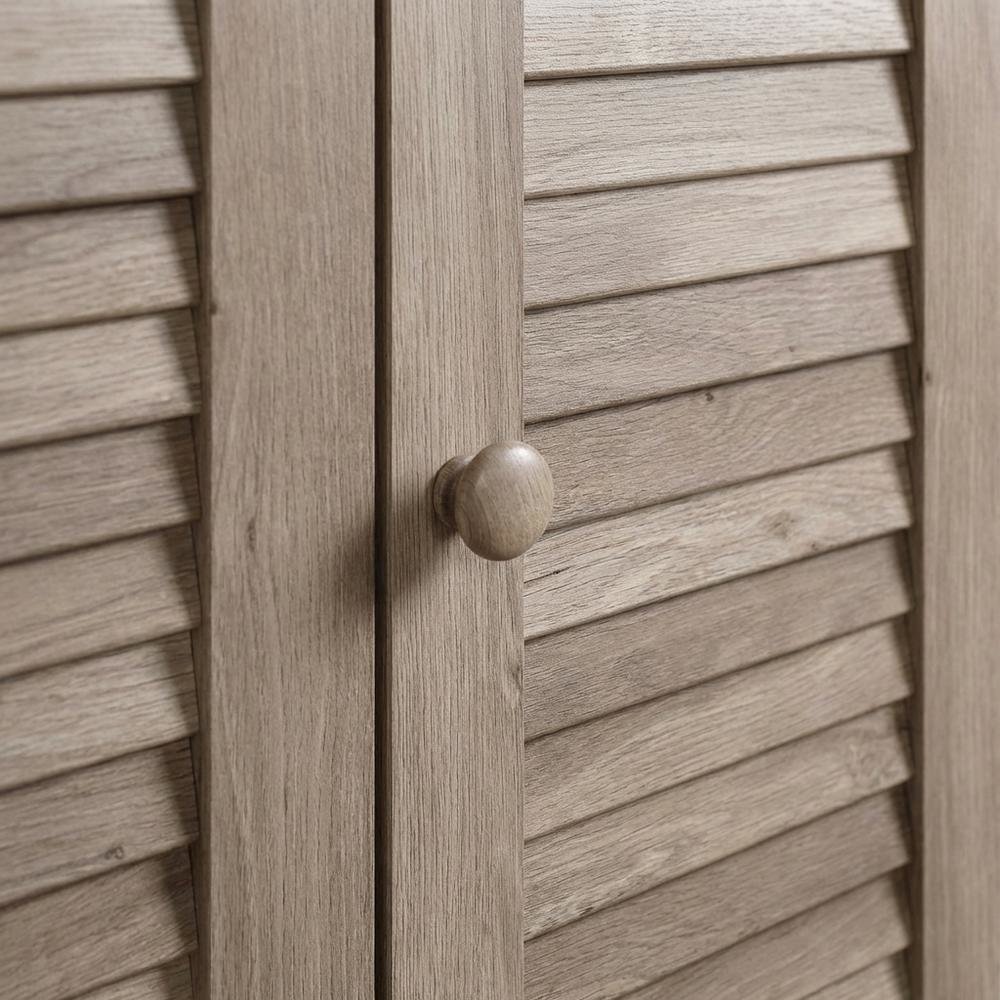 Rustic Salt Oak Finish Storage Cabinet With Coastal Cottage Style. Picture 5