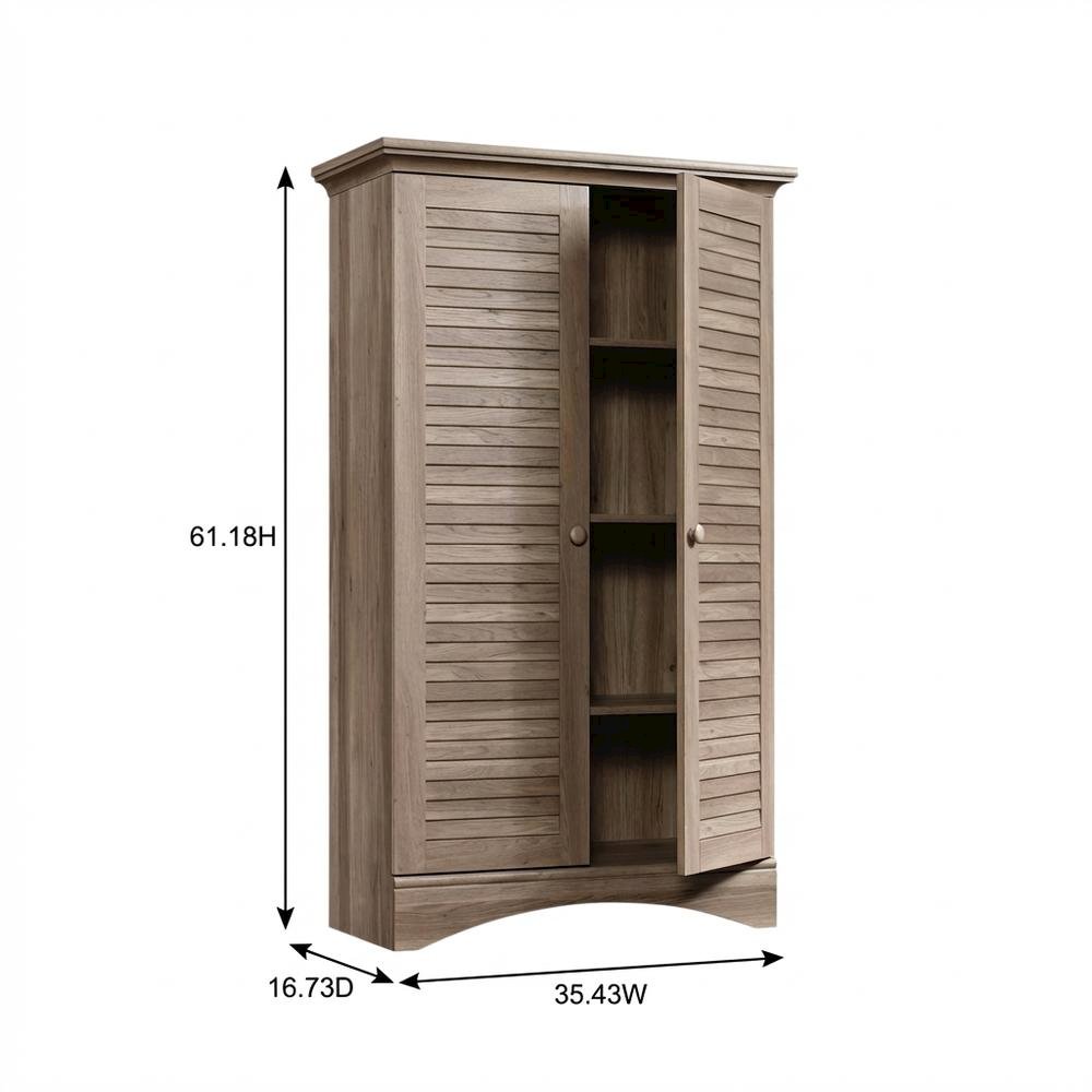 Rustic Salt Oak Finish Storage Cabinet With Coastal Cottage Style. Picture 7