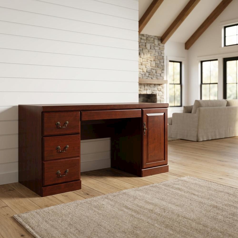 Modern Brown Credenza with Traditional Finish and Spacious Storage. Picture 2