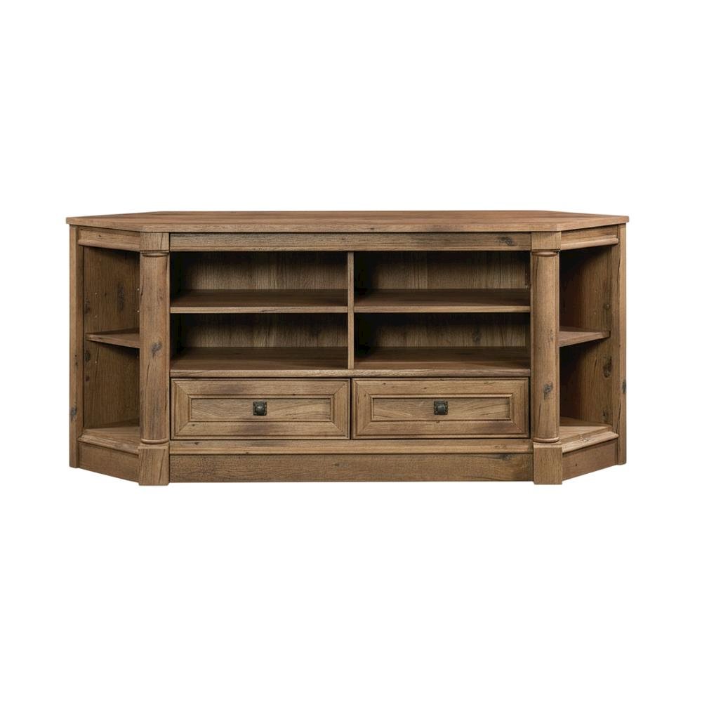 Wood Entertainment Credenza with Vintage Oak Finish for TVs up to 60 inches. Picture 4