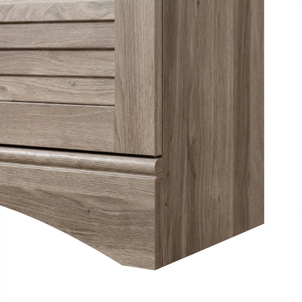 Rustic Salt Oak Finish Storage Cabinet With Coastal Cottage Style. Picture 6