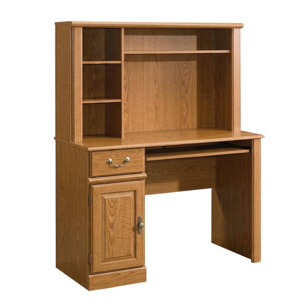 Traditional Brown Desk with Hutch, Rectangle Style, Sturdy Wood Finish. Picture 1