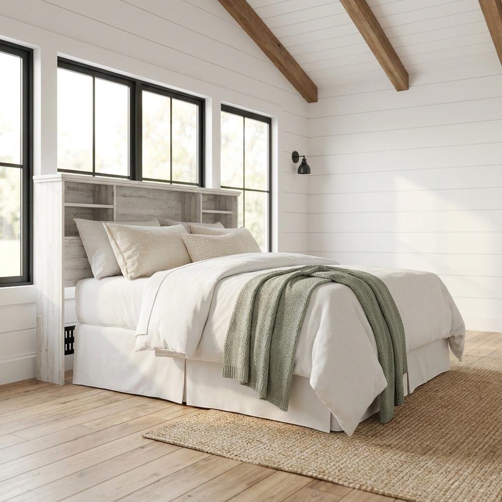 Engineered Wood Farmhouse Bookcase Headboard for Full and Queen Beds. Picture 4