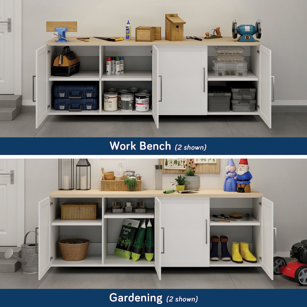 GarageCore Bundled Cabinet with MDF Top & Doors, White Finish. Picture 6