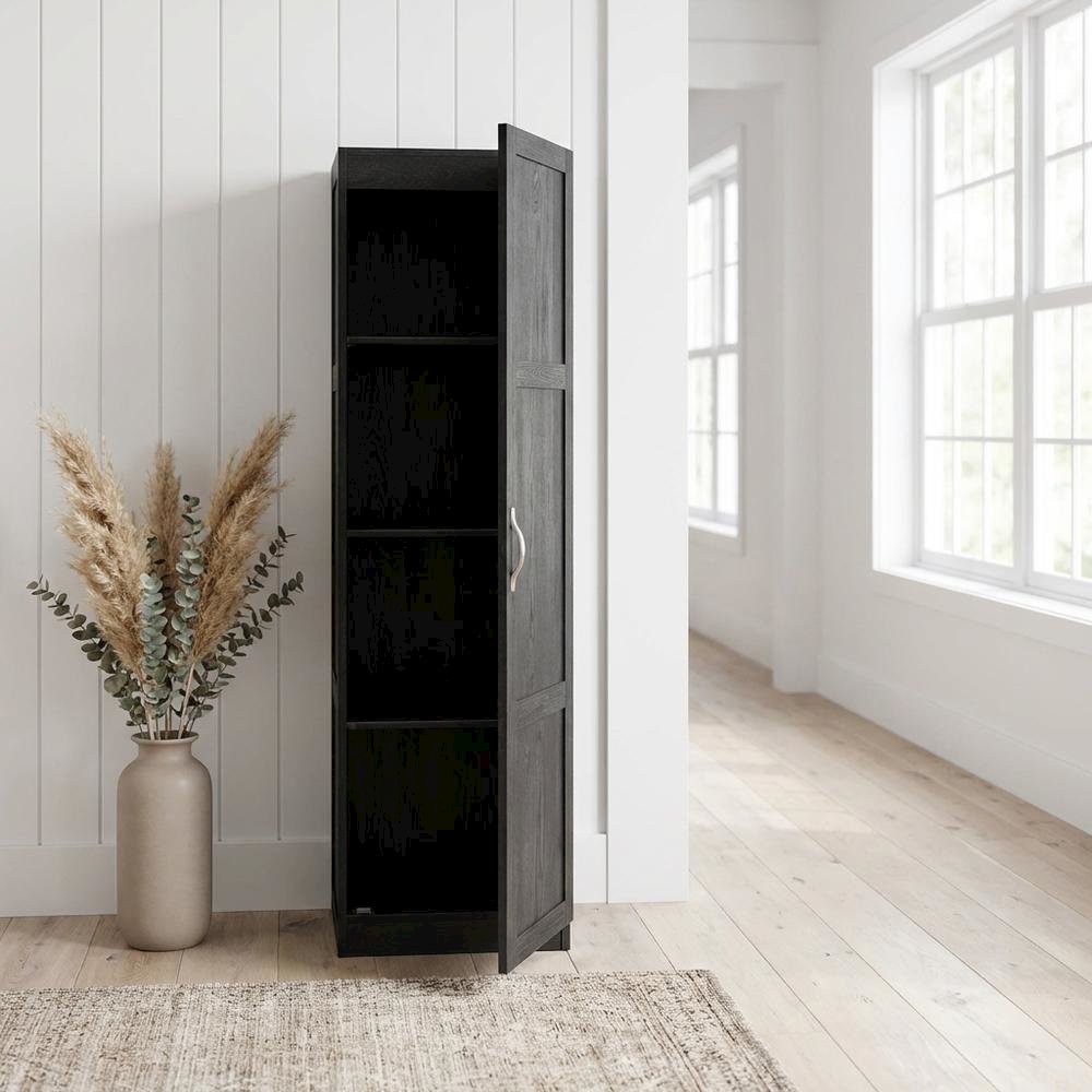 Black Oak Finish Storage Cabinet With Transitional Style, Rectangular Design. Picture 2