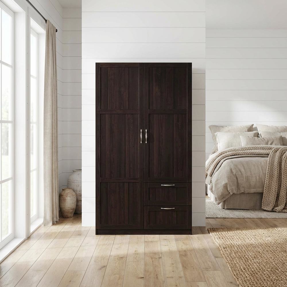 Wooden Storage Armoire In Brown With Spacious Compartment And Elegant Finish. Picture 2
