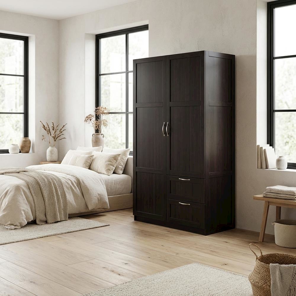 Wooden Storage Armoire In Brown With Spacious Compartment And Elegant Finish. Picture 3