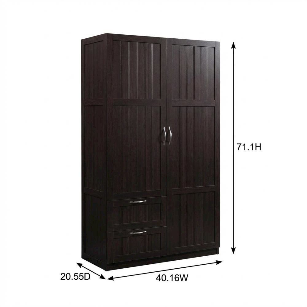 Wooden Storage Armoire In Brown With Spacious Compartment And Elegant Finish. Picture 7