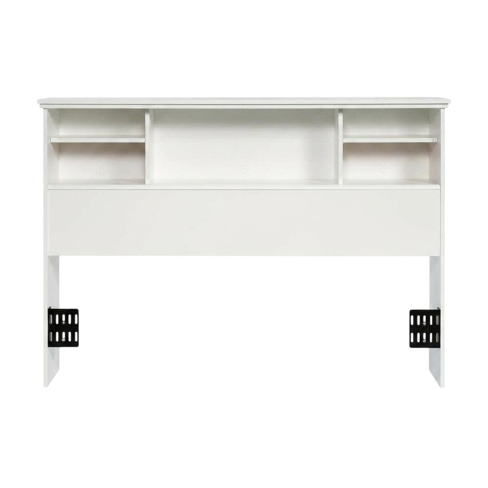 Engineered Wood Farmhouse Bookcase Headboard for Full and Queen Beds, Soft White. Picture 1