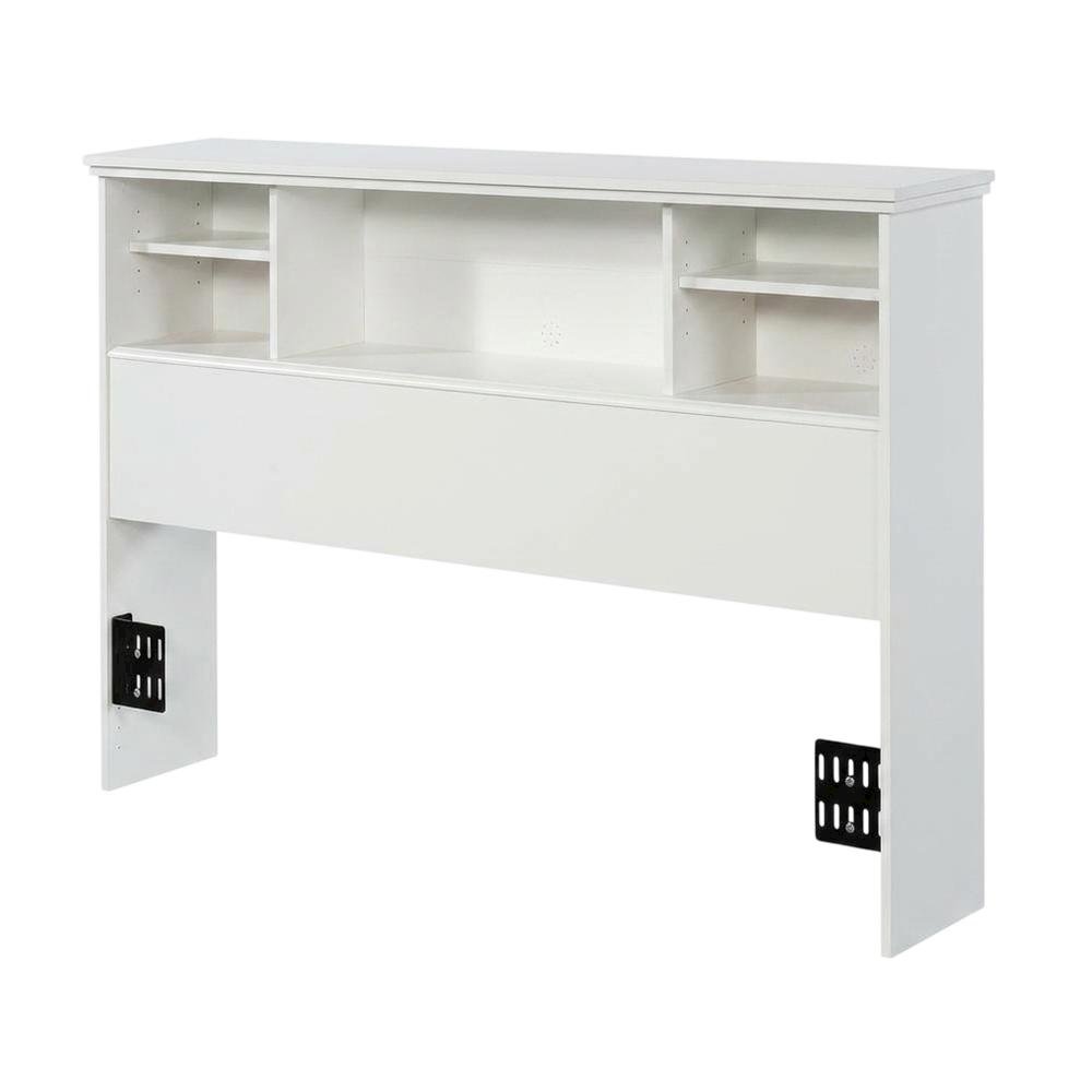 Engineered Wood Farmhouse Bookcase Headboard for Full and Queen Beds, Soft White. Picture 3