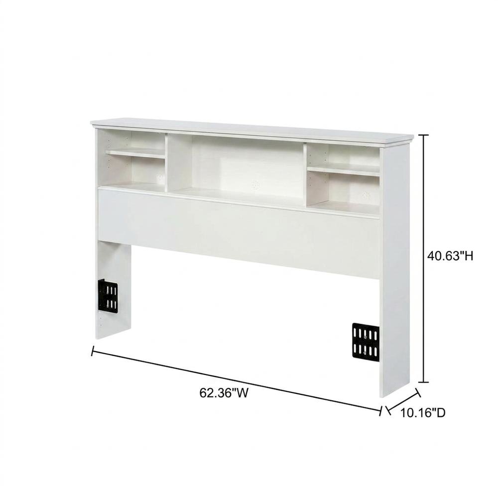 Engineered Wood Farmhouse Bookcase Headboard for Full and Queen Beds, Soft White. Picture 5