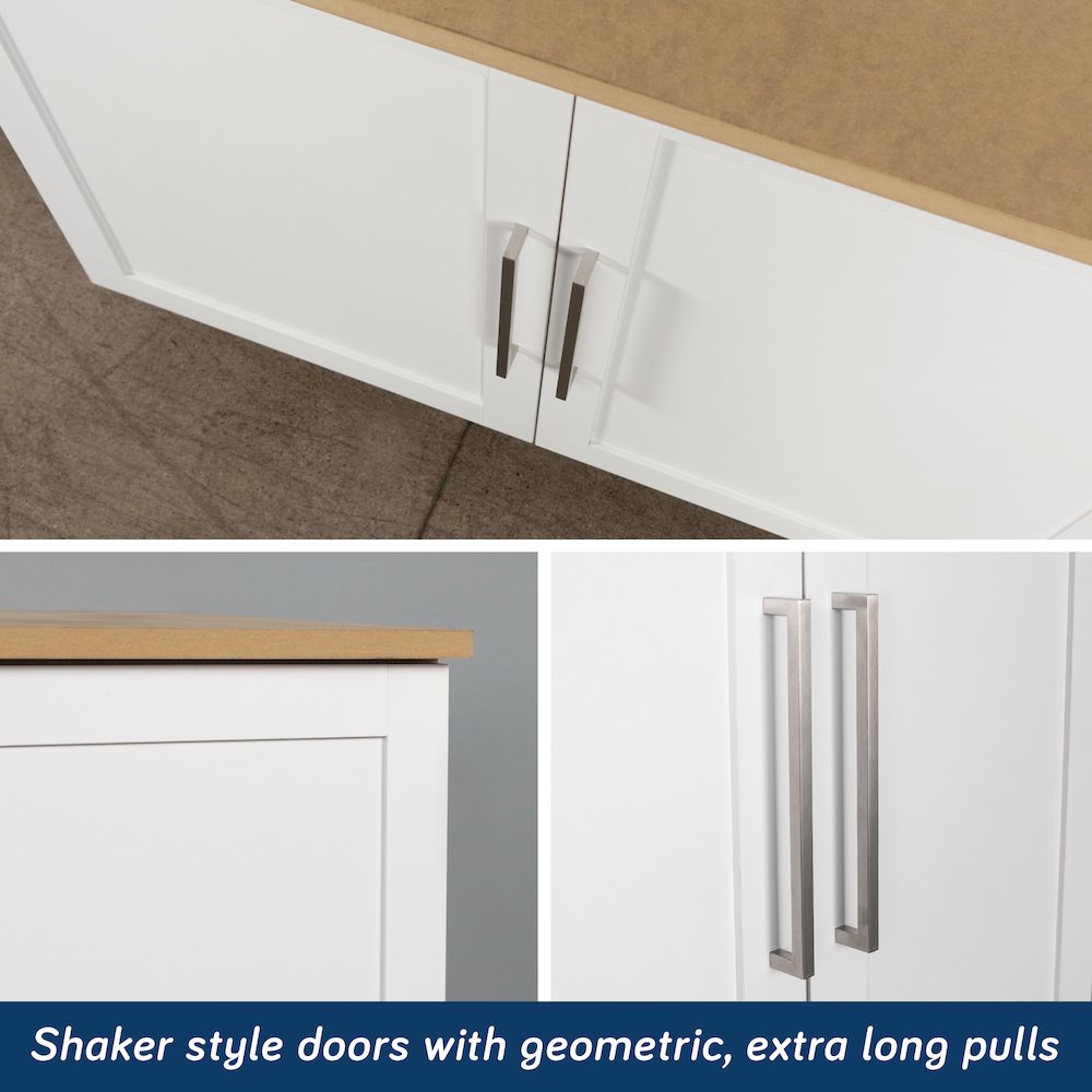Garage Core Upper Cabinet, Base Cabinet, Doors, and Top, White finish. Picture 4