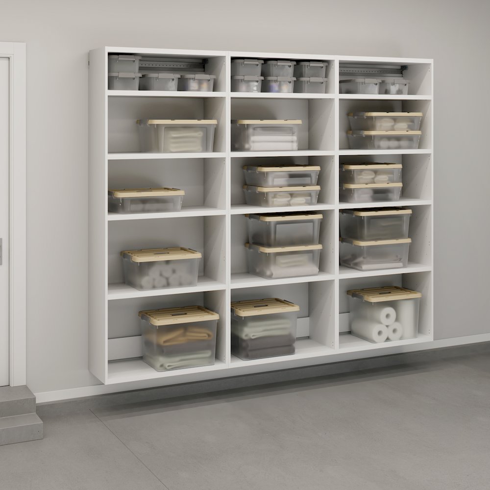 GarageCore 3 Shallow Cabinets, White Finish. Picture 2