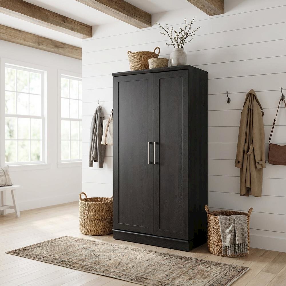 Contemporary Raven Oak Finish Storage Cabinet With Spacious Design. Picture 2