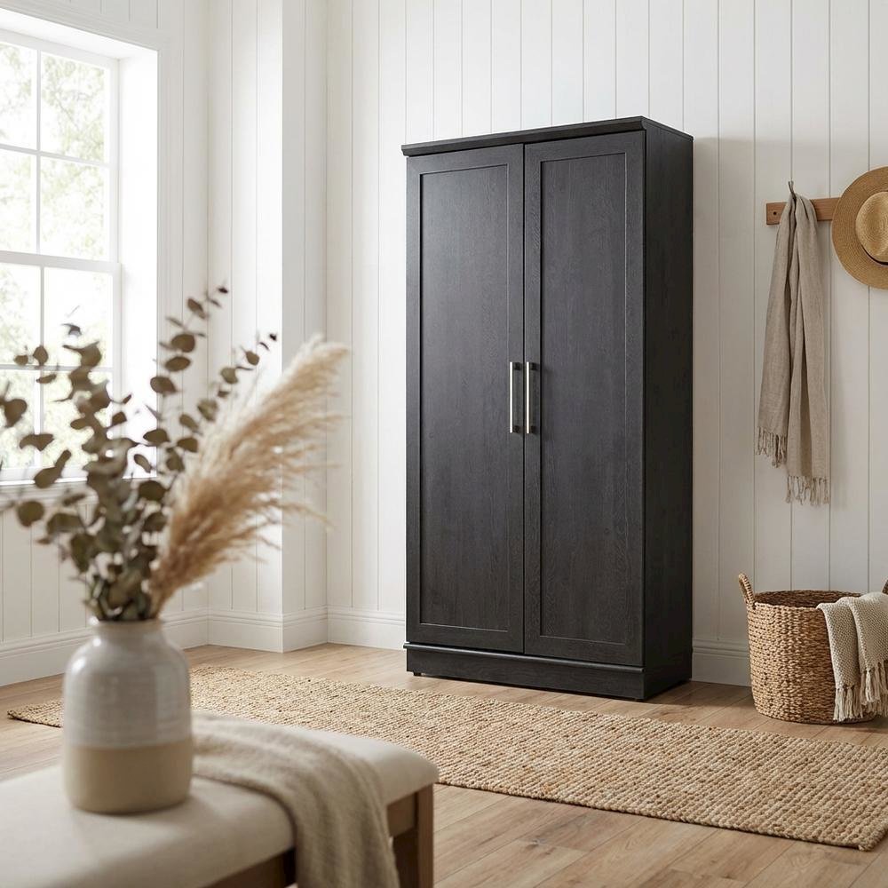 Contemporary Raven Oak Finish Storage Cabinet With Spacious Design. Picture 3