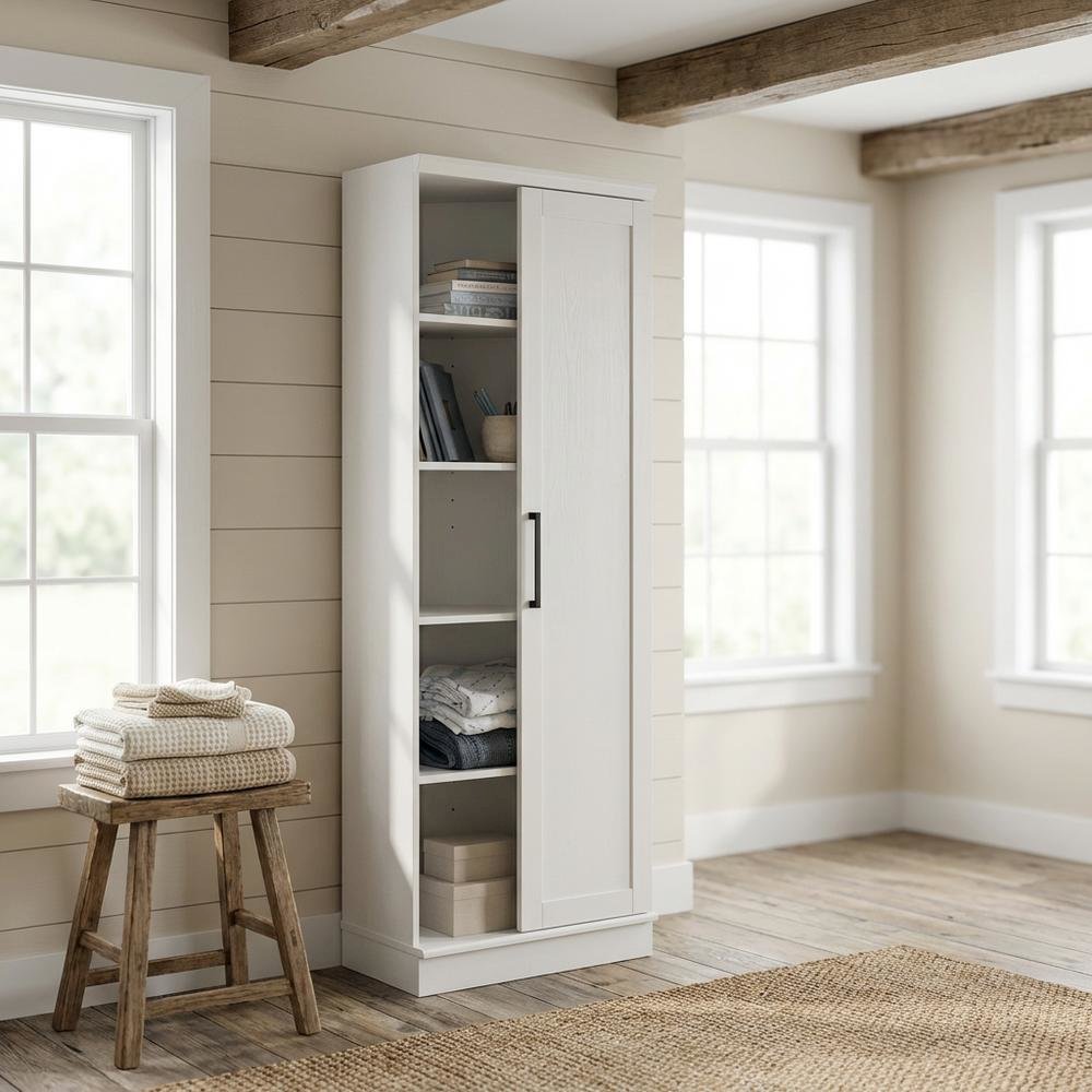 White Storage Cabinet With Soft Finish And Contemporary Style. Picture 2
