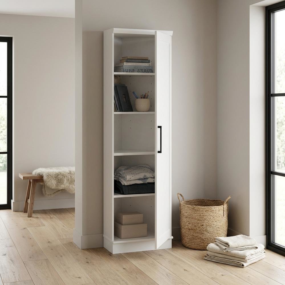 White Storage Cabinet With Soft Finish And Contemporary Style. Picture 3