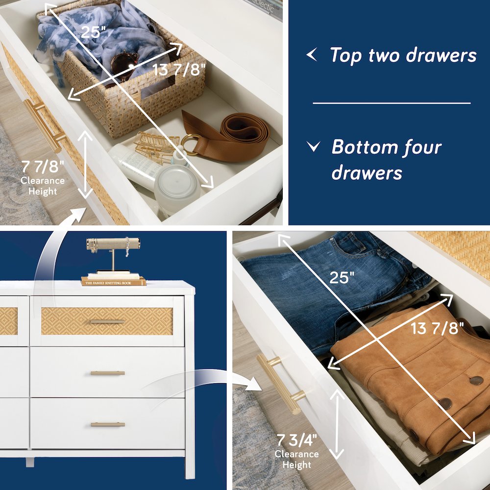 Isabella Isle 6-Drawer Dresser, White Finish. Picture 8