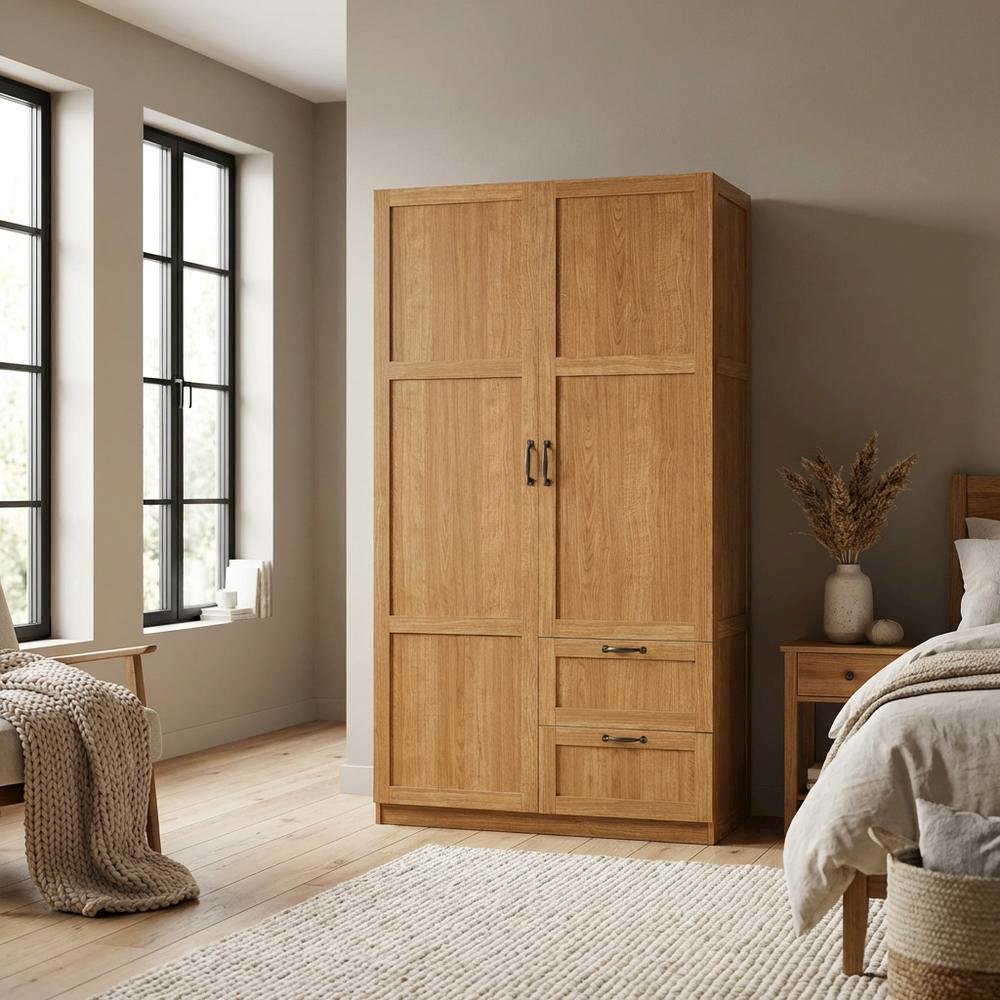 Brown Wood Armoire With Spacious Storage And Classic Rectangular Design. Picture 3