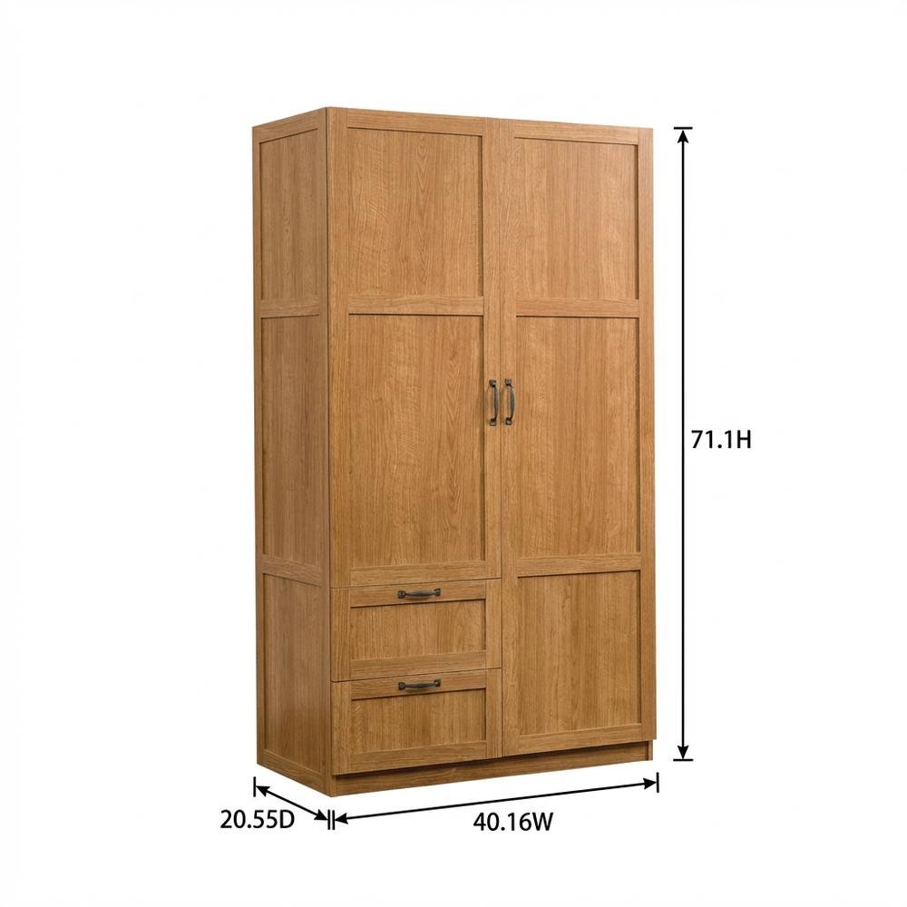 Brown Wood Armoire With Spacious Storage And Classic Rectangular Design. Picture 7