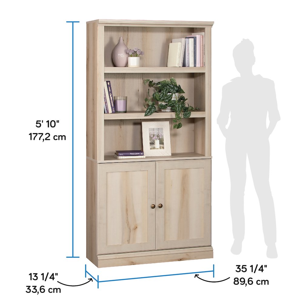 5-Shelf/Book Shelf 2-Door Bookcase, Pacific Maple Finish. Picture 6