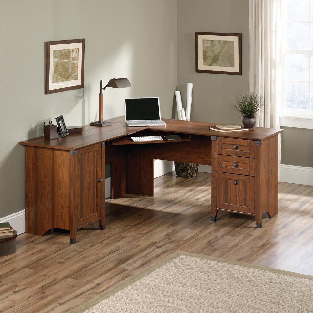 Carson Forge L Desk, Washington Cherry finish. Picture 4