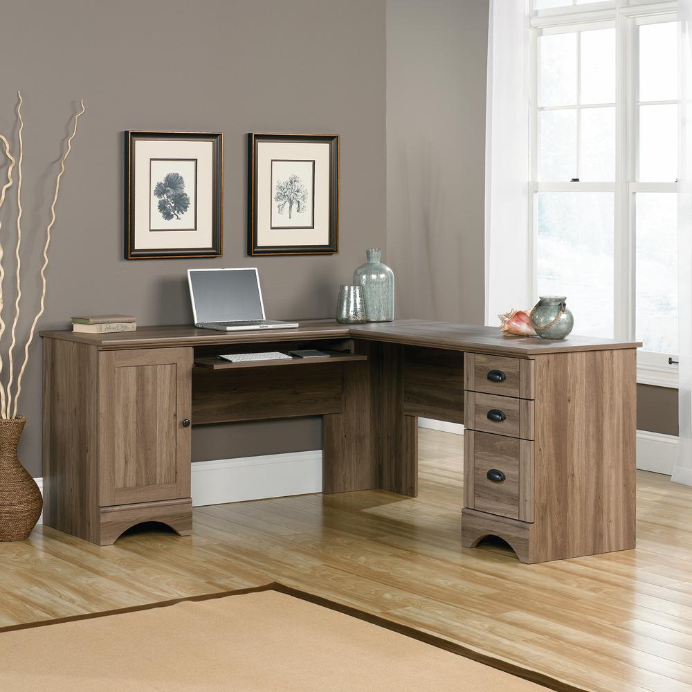Harbor View L Desk, Salt Oak finish. Picture 4