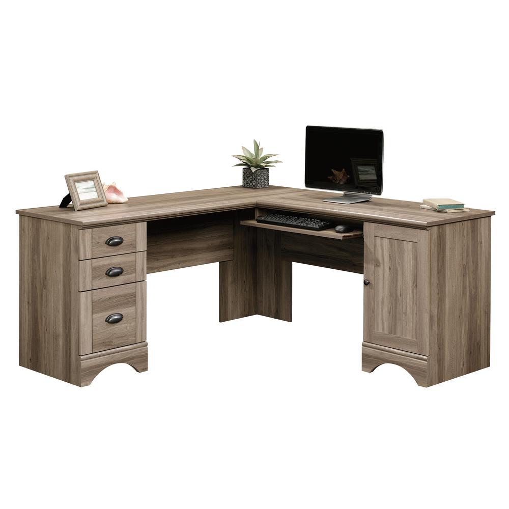 Harbor View L Desk, Salt Oak finish. Picture 15