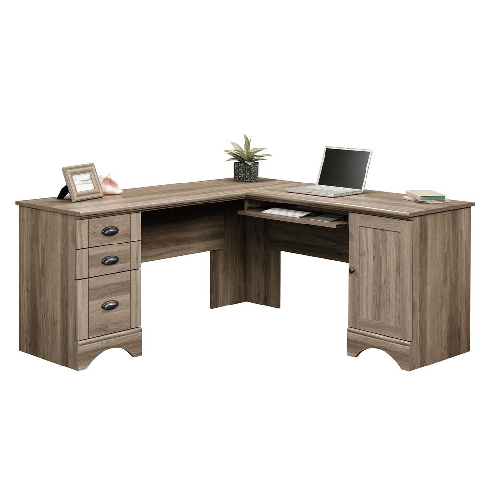 Harbor View L Desk, Salt Oak finish. Picture 1