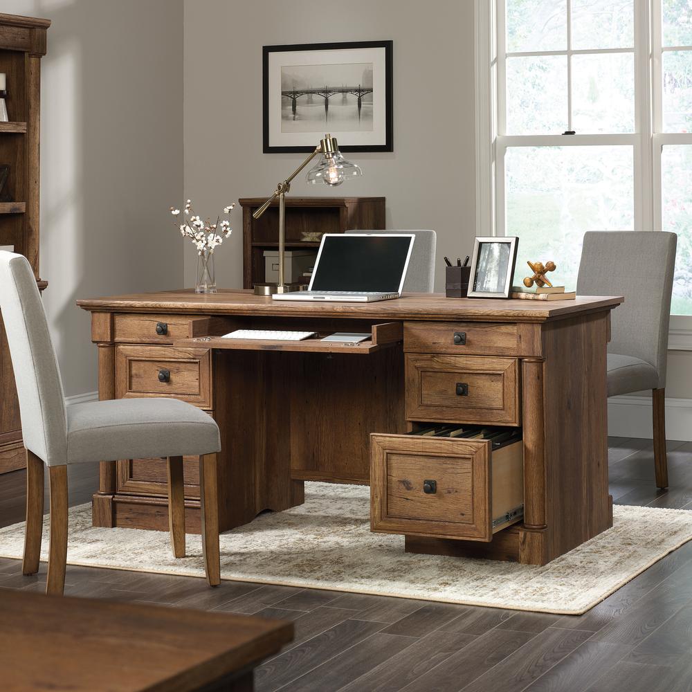 Palladia Executive Desk, Vintage Oak finish. Picture 18