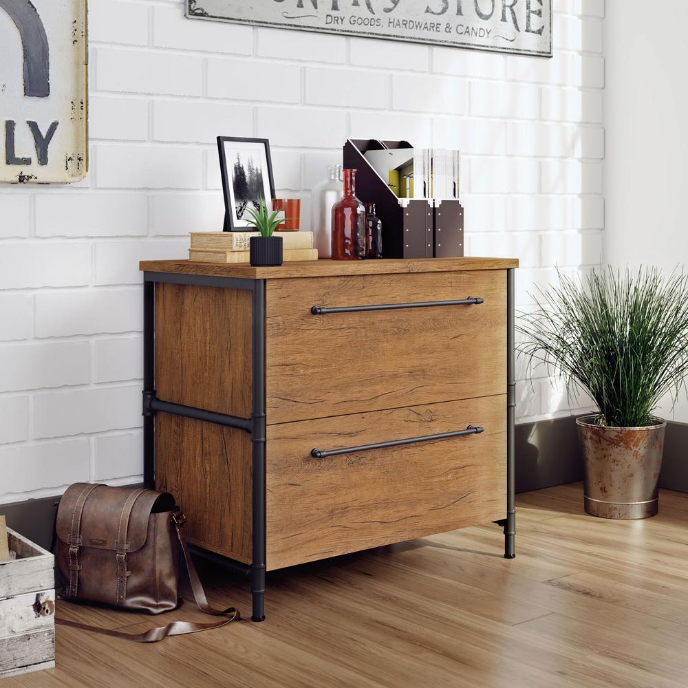 Iron City File Cabinet, Checked Oak finish. Picture 4