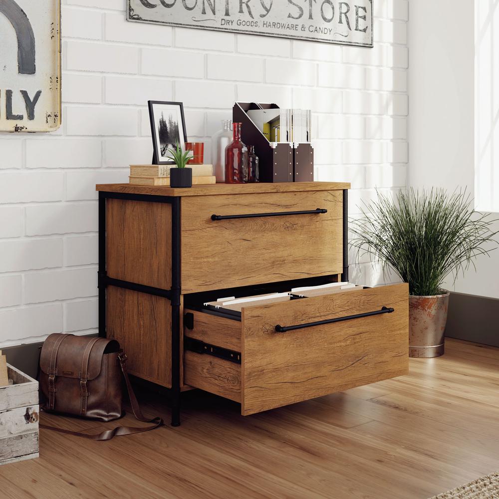 Iron City File Cabinet, Checked Oak finish. Picture 5