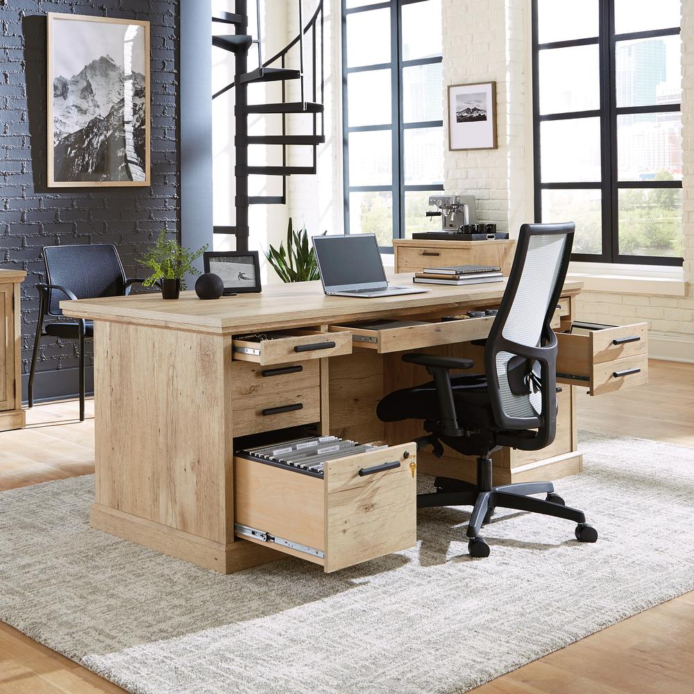 Mason Peak 72"dou Ped Exe Dsk Prime Oak. Picture 12