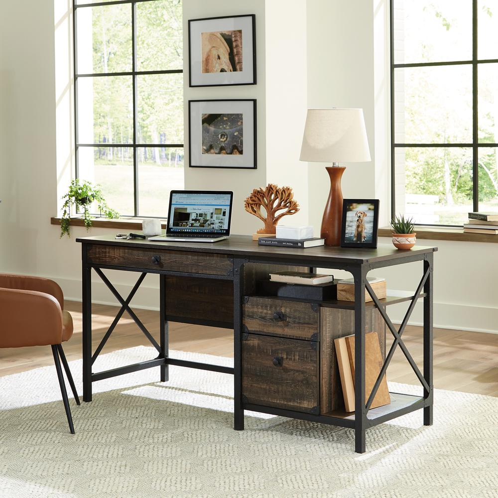 Steel River Computer Desk  Carbon Oak. Picture 9
