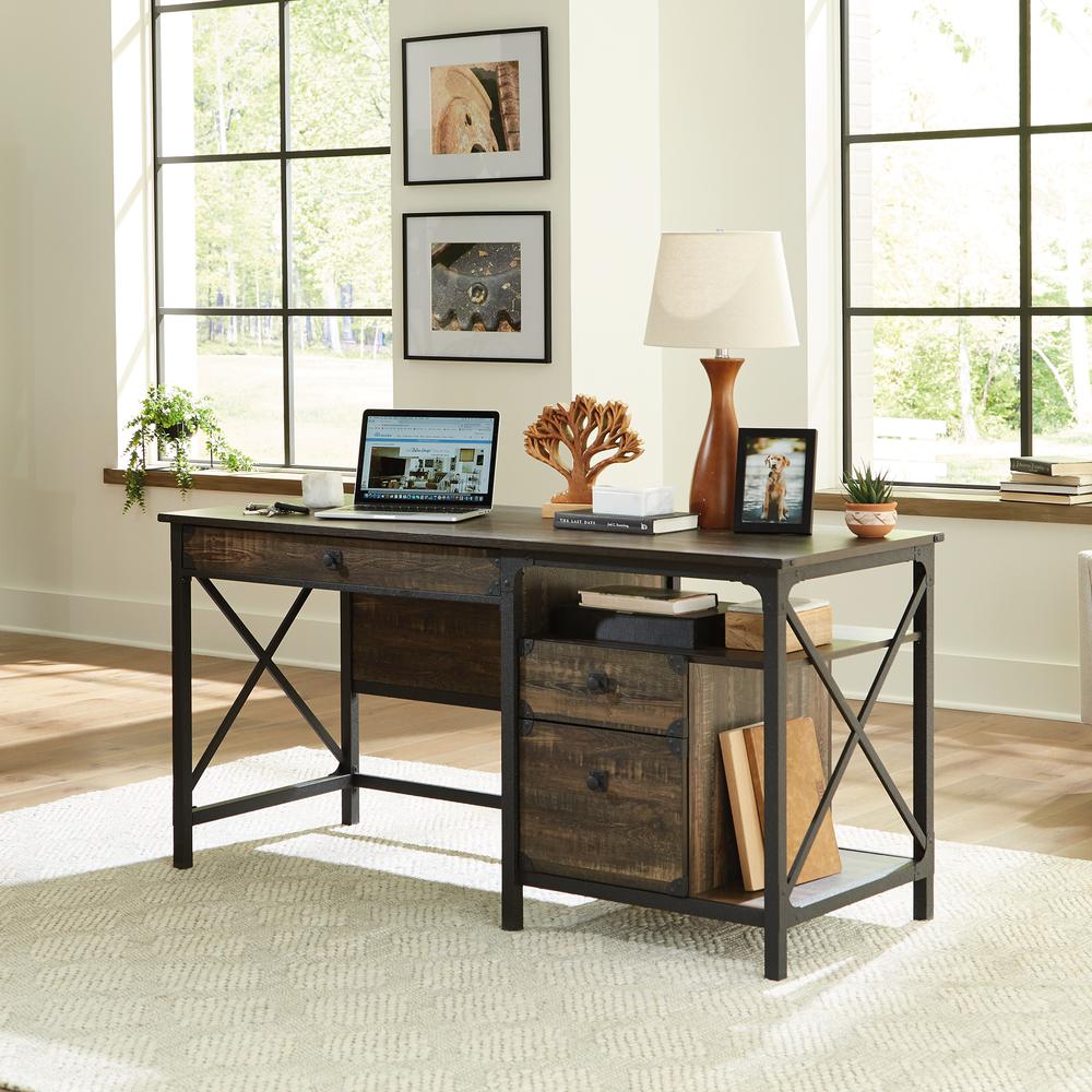 Steel River Computer Desk  Carbon Oak. Picture 4