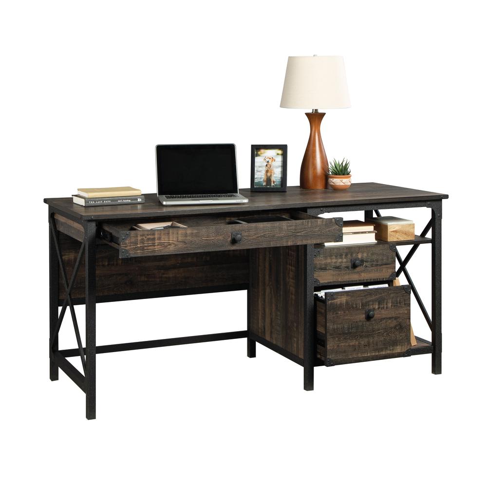 Steel River Computer Desk  Carbon Oak. Picture 3