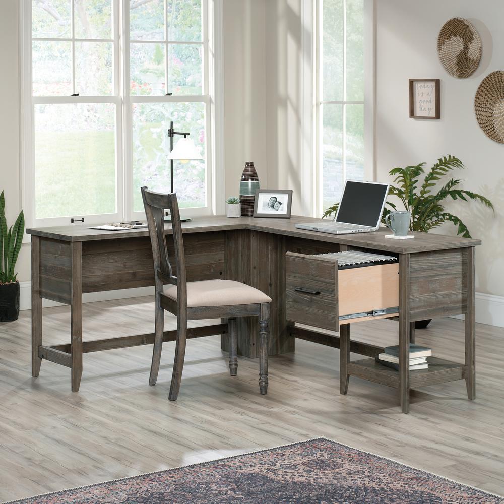 Summit Station L Desk, Pebble Pine finish. Picture 16