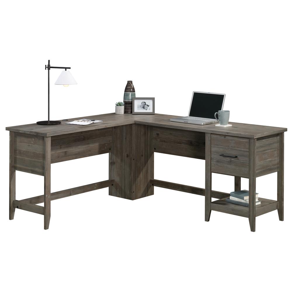 Summit Station L Desk, Pebble Pine finish. Picture 17