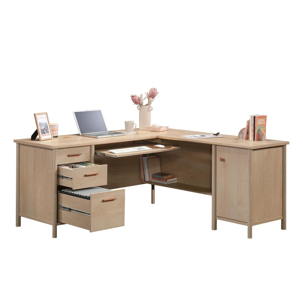 Whitaker Point Commercial Office L Desk, Natural Maple finish. Picture 13
