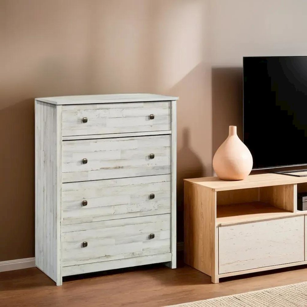 White 4-Drawer Bedroom Chest for Clothing Storage with Easy Setup Design. Picture 3