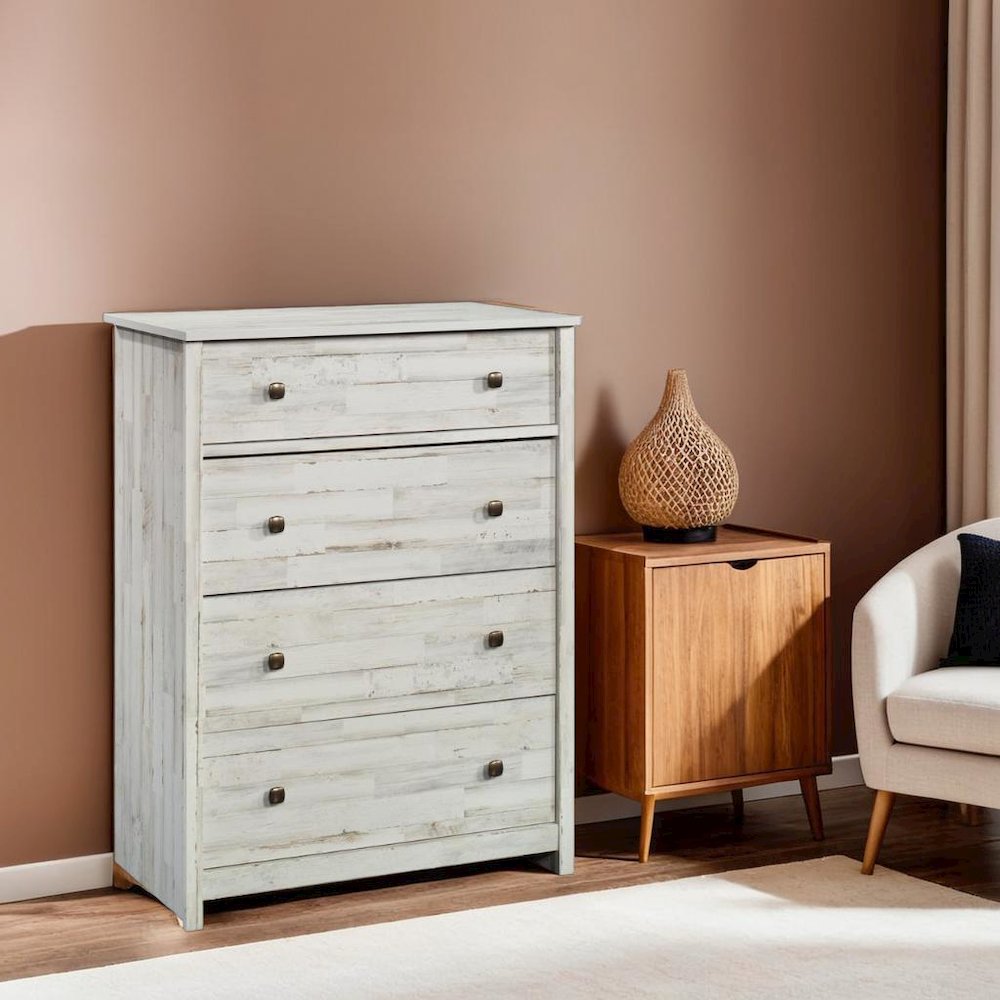 White 4-Drawer Bedroom Chest for Clothing Storage with Easy Setup Design. Picture 4