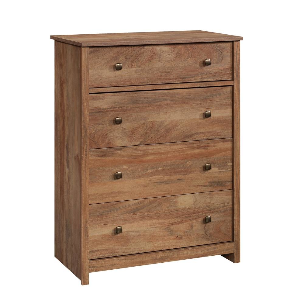 Brown 4-Drawer Bedroom Chest for Clothing Storage with Simple Design. Picture 1