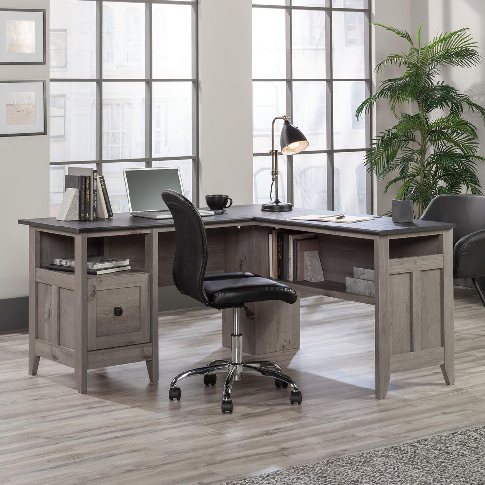 August Hill  L-Desk Mystic Oak/Raven Oak. Picture 14