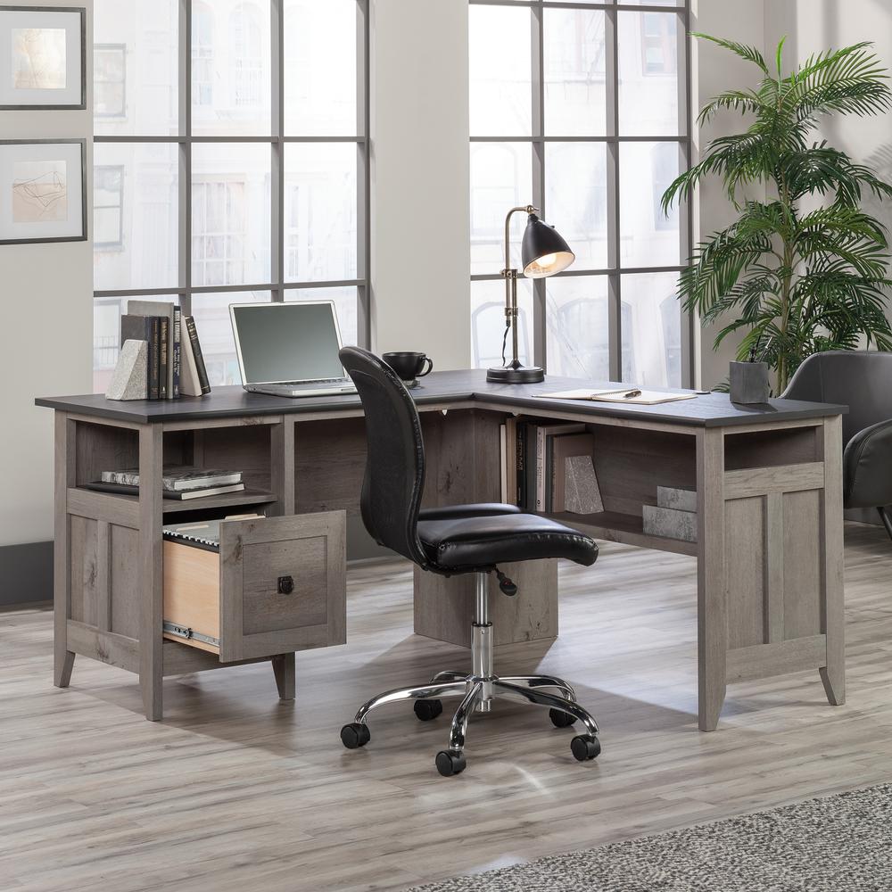 August Hill  L-Desk Mystic Oak/Raven Oak. Picture 15