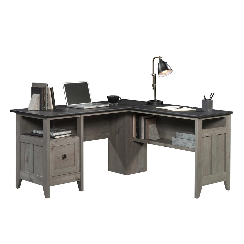 August Hill  L-Desk Mystic Oak/Raven Oak. Picture 16