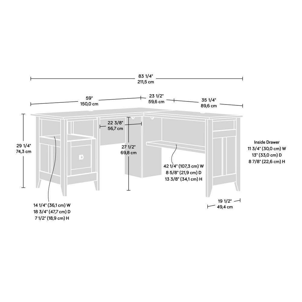 August Hill  L-Desk Mystic Oak/Raven Oak. Picture 17